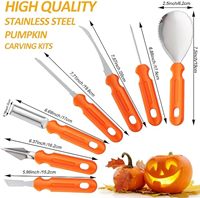 Professionele, heavy-duty, roestvrijstalen, handmatige 7-delige Halloween-pompoen snijset