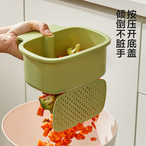 Press Type Wall Mounted Sink Drain Basket Green Multi Functional Food Waste Filter Separator For Kitchen Use - Product Image 1