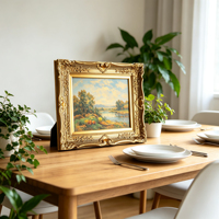 Style baroque luxueux stylisé sculpté à la main classique feuille chic antique tenture murale cadre de peinture en bois