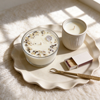 Bougie aromatique artisanale à une seule mèche en cire de soja, dans un bocal en verre, avec fleurs séchées et cristaux naturels, décoration d'intérieur, cadeau