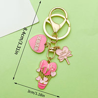 Soododo Série Saint-Valentin transfrontalière Porte-clés en alliage avec pendentif cœur, goutte d'huile et rose, Breloque de sac tendance style femme de bureau