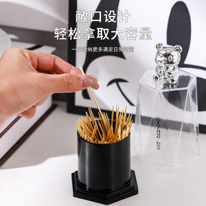 Hy-0233 Soporte para Palillos de Dientes con Diseño de Oso, Caja de Almacenamiento de Hisopos de Algodón de Gran Capacidad para Escritorio, con Tapa de Oso Plateado - Product Image 4