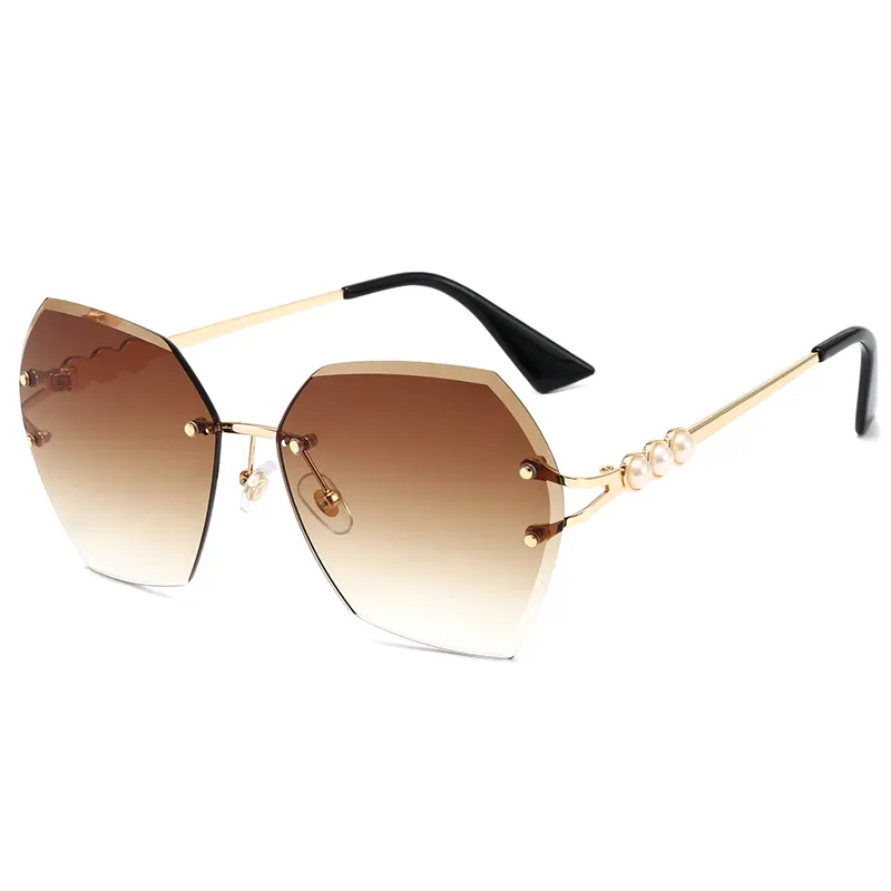 Superhot Eyewear 27837 Vrouwen Tint Mode Elegante Parel Randloze Vlinder Shades Zonnebril