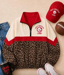 Chaqueta Cortavientos Personalizada con Estampado <span class=keywords><strong>de</strong></span> Leopardo Vintage y <span class=keywords><strong>Cuadros</strong></span>, Logotipo Bordado, Cierre <span class=keywords><strong>de</strong></span> Cremallera 1/4 - Product Image 6