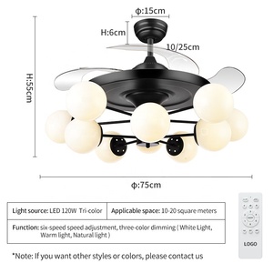 Quạt Trần Vô Hình 764C 48 Đèn Chùm Led Điều Khiển Từ Xa Có Thể Điều Chỉnh Độ Sáng - Product Image 4