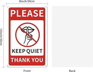 Panneau de signalisation personnalisé de haute qualité en aluminium de 8*12 pouces « Veuillez rester silencieux, Merci » pour bibliothèque, protégé contre les UV et imperméable - Product Image 2