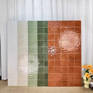 Gạch ốp tường gốm sứ bóng mài màu sắc, họa tiết lưới, kích thước 600x1200, dùng cho nhà bếp và phòng tắm; Gạch ốp tường cao cấp nền xanh hồng