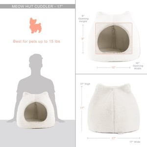 <span class=keywords><strong>Lit</strong></span> de chat et de chien couvert de <span class=keywords><strong>cabane</strong></span>, gris, standard, petits textiles doux, support confortable pour Petsr et <span class=keywords><strong>lit</strong></span> de chat en peluche, blanc - Product Image 4