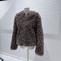 Veste en fourrure d'agneau pour femmes, doublée de peau de mouton, à capuche, décontractée, avec fermeture éclair, chaude et confortable, épaisse, pour les journées d'hiver froides