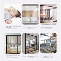Porte coulissante en verre invisible ultra-étroite moderne à commande manuelle, sans rail, en alliage d'aluminium, pour salle de bain