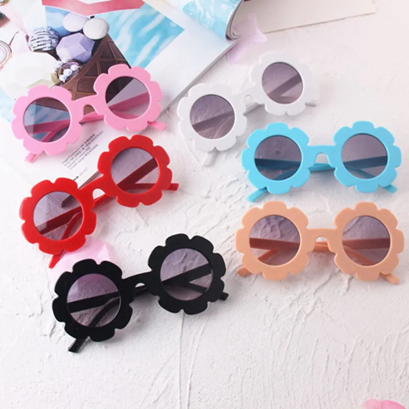 Sun Flower shape kids sunglasses boys girls Round UV protective glasses sunglasses children Lovely baby sun glasses