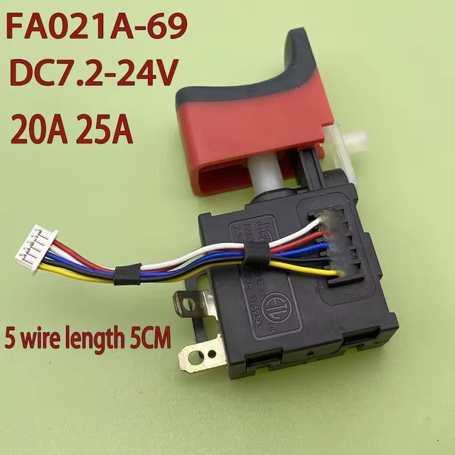 Fa021a-69 switch 5 wire DC7.2-24VA 20A 25A electric drill trigger switch power tool speed control Switch connection adapter