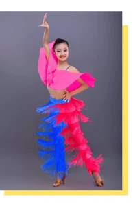 ชุดเต้นรำแบบละตินสำหรับเด็กผู้หญิงชุดฝึกมีพู่กางเกงชุดแข่งเต้นสำหรับเด็กมืออาชีพ - Product Image 4