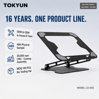 Nouveau support d'ordinateur portable réglable, pliable à 180 degrés, en acier thermolaqué, support pour tablette, capacité de charge de 22 lb, OEM ODM Factory