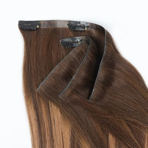 최고-노치 품질 100% 처녀 페루 전체 큐티클 헤어 익스텐션 슈퍼 원활한 클립 인 아니 MOQ 높은 인모 익스텐션 - Product Image 3