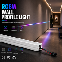 Profilé lumineux en aluminium RGBW 21x26mm UCS2904 DC24V adressable pour éclairage au sol de hall d'hôtel, couloir et design architectural