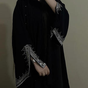 2026 Robe <span class=keywords><strong>Cardigan</strong></span> de Fête de Luxe de Dubaï pour Femmes Musulmanes, Nouvel Abaya Ouvert Noir Haut de Gamme Gaufré Strass - Product Image 3