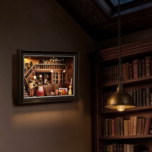 ชุดประกอบบ้านจิ๋ว 3 มิติ แบบไม้ พร้อมกรอบรูป DIY ลาย Attic Secret  พร้อมไฟ LED สำหรับตกแต่งบ้าน - Product Image 6