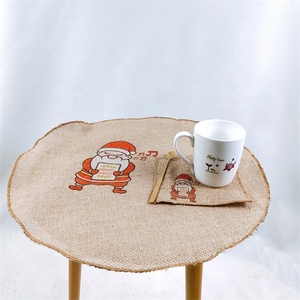 Tapete de mesa de yute de Navidad de diseño Popular, manteles individuales trenzados de Navidad, tapete de aislamiento térmico de impresión personalizada para decoración navideña - Product Image 6