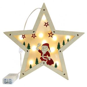Factory Wholesale Wooden Material Christmas Hanging Ornament Decoration Warm White <b>LED</b> <b>Light</b> - Product Image 6