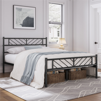 Lit double moderne Hengli en métal réglable, tailles Twin/Full/King/Queen, durable, garantie 1 an, portable, pour hôtel, chambre, appartement, école