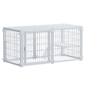 <span class=keywords><strong>Cage</strong></span> pour animaux de compagnie en métal, <span class=keywords><strong>cage</strong></span> à lapins d'intérieur détachable avec rampe, parc de jeu multi-niveaux pour chatons, furets et petits chiots (noir/blanc) - Product Image 1