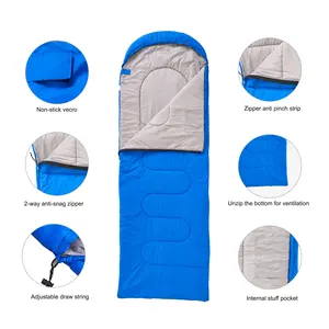 OEM Custom Sleeping Bag For Camping Comfortable Temperature Envelope Sleeping Bag