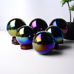 Wholesale <b>Crystal</b> Obsidian <b>Spheres</b> Snowflake Pattern Electroplated-Home Decor Gift Fashion Trend Multi-Occasion 5-7CM High - Product Image 2