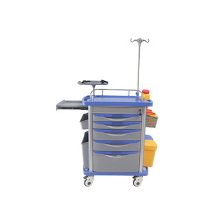 Chariot d'urgence multifonctionnel ABS pour hôpital avec tiroirs et poteau <span class=keywords><strong>porte</strong></span>-perfusion - Chariot médical à roues silencieuses pour USI/USAP - Product Image 2