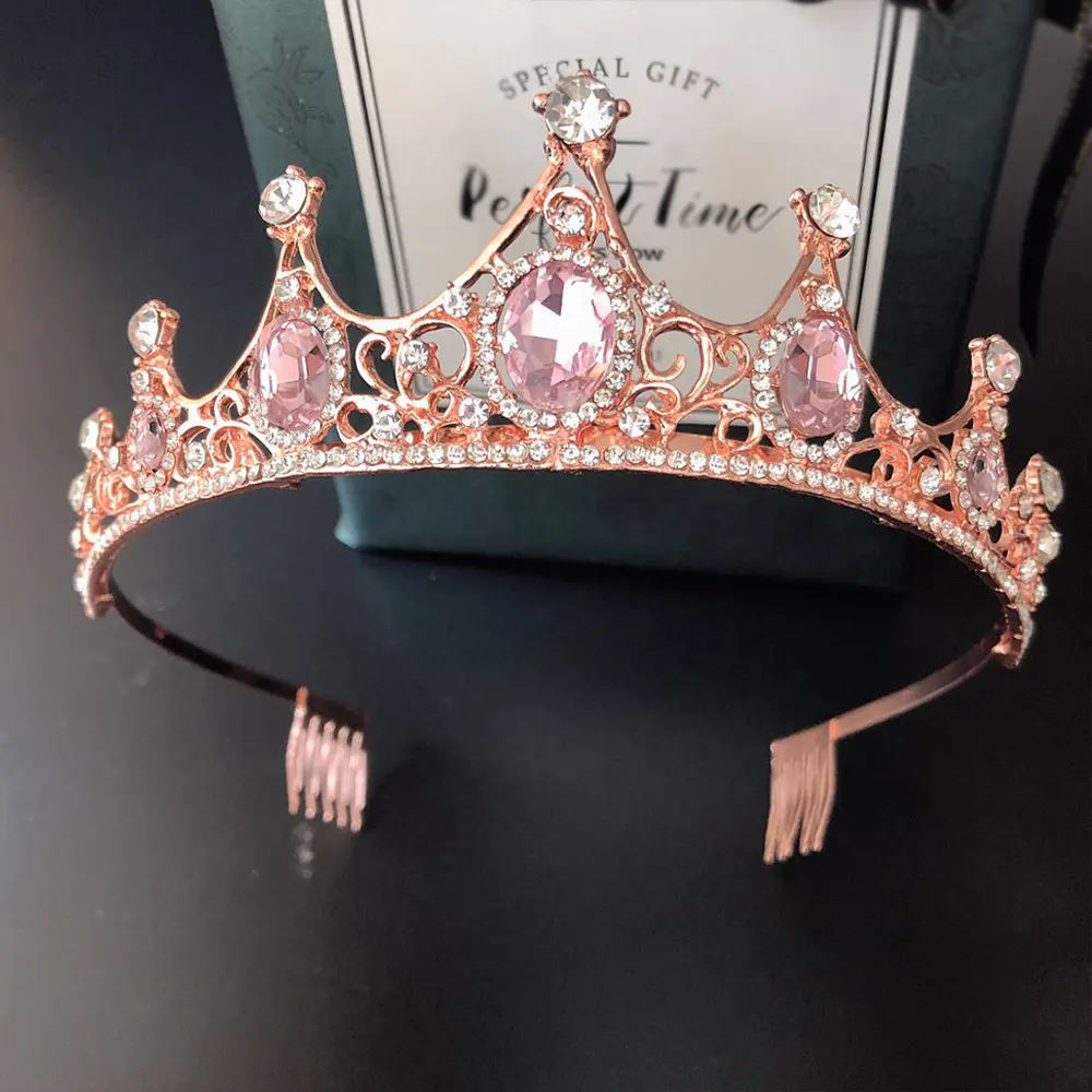 Tiara de noiva 3 cores, tiara vintage colorida de cristal com liga de coroa, strass, tiara para casamento