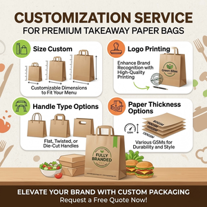 Custom Logo Takeaway <b>Paper</b> Bag Kraft Food Packaging Bag Eco Friendly Shopping Bag for Restaurant Fast Food Low MOQ - Product Image 4