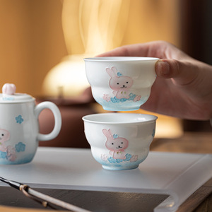 Guanlan White Porcelain Hand Painted Gourd Shape Master Cup Ceramic <b>Tea</b> Cup For Kung Fu <b>Tea</b> <b>Set</b> Home Use - Product Image 2