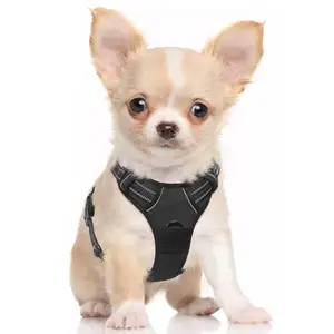 Black No Pull Pet Harness Adjustable Padded Dog Vest Reflective Anti Choking Pet Oxford Vest For Small Dogs Size Xs