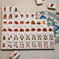 Ensemble de Mahjong américain en acrylique de 160 pièces, tuiles de Mahjong sur le thème de Noël, ensemble de jeu de Mahjong personnalisé pour les fêtes de fin d'année, cadeau