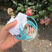 Natürliche Süßwasserperlen, kleine Perlen, blauer Türkis, Damenarmband, dünne Ringe, stapelbar, elastisches Kordelband, Geschenk, originelles Design
