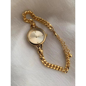 Montre de luxe légère de style vintage français, cadran circulaire doré exquis, bracelet élégant et tendance pour femmes - Product Image 2
