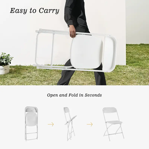 Silla plegable blanca resistente para exteriores, diseño de <span class=keywords><strong>metal</strong></span> portátil para cenas, fiestas, eventos - Product Image 3