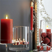 Ensemble de lampes à LED en cire de paraffine rouge, trois bougies sans flamme, télécommande, fabrication artisanale, alimentées par piles, lumière de nuit sécurisée pour enfants, nouvel an