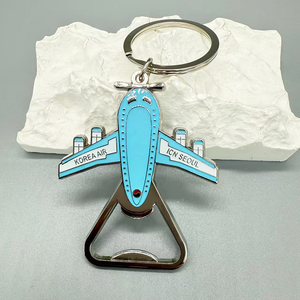 Llavero de <span class=keywords><strong>metal</strong></span> personalizado con esmalte duro azul, forma de avión, abridor de botellas, recuerdo turístico. - Product Image 4
