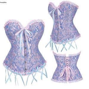 Plus Size Xxs-xxxxxxl Taillen trainings korsetts und Bustiers Blau Rosa Rot Grün Rüschen Overbust Korsett Top Victor ianos für Frauen - Product Image 3