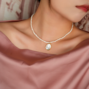 18K זהב מצופה נירוסטה קובני שרשרת מים מתוקים הבארוק פרל תכשיטי נשים מעדן טבעי מים מתוקים פרל שרשרת - Product Image 5