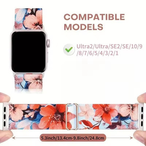 Correa de Reloj de Nailon Elástica con Flores AiBangJia para <span class=keywords><strong>Apple</strong></span> IWatch Series 11 46mm 10 9 8 <span class=keywords><strong>7</strong></span> 6 5 4 Se ultra 3 2 49mm - Product Image 3