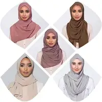 Shawl Factory Wholesale Arab Dubai Muslin Plain Chiffon Shawl Hijab Women Malaysia Head Wrap Scarf Hijab