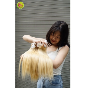Cheveux humains vierges vietnamiens à prix abordable, lisses comme des baguettes, 18-22 pouces, couleur blond platine, vente en gros - Product Image 5