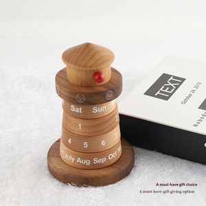 Creative Lighthouse Solid Beech Wood Handmade <strong>Perpetual</strong> <strong>Calendar</strong> Wooden Crafts Office Desktop Ornaments Christmas Gifts - Product Image 3