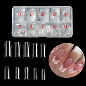 Nuevo OEM profesional transparente media cubierta puntas de <span class=keywords><strong>uñas</strong></span> artificiales puntas de manicura Prensa en <span class=keywords><strong>uñas</strong></span> postizas acrílicas - Product Image 2