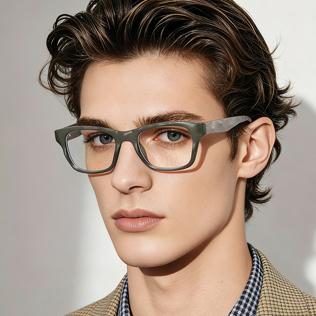 LS095 2026 New Arrival TR90 Retro Men's Rectangle Anti-Blue Light Optical Eyeglasses Frame Fashion PC & AC Lens Material