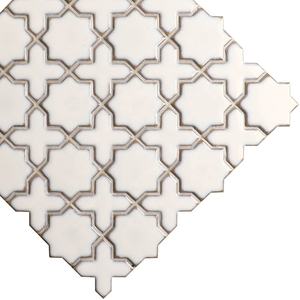 Mosaico de Porcelana Esmaltada en Horno con Diseño de <span class=keywords><strong>Estrella</strong></span> Cruzada, Revestimiento Decorativo para Paredes de Cocina, Baño y Ducha, Azulejo de Cerámica Blanco - Product Image 2