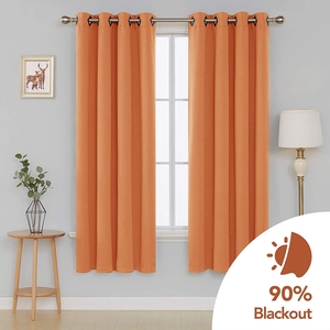 Grommet Top Thermal Insulated Blackout <strong>Curtain</strong> <strong>Orange</strong> <strong>Color</strong> <strong>Curtain</strong>