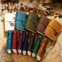 Caliente Mini cuaderno de cuero genuino cuaderno de viajero diario de viaje diario Retro Vintage hecho a mano cuero de vaca regalo viajero